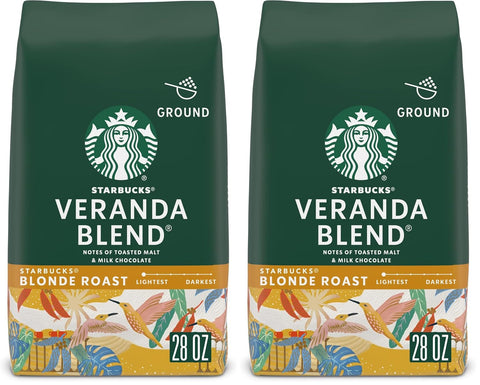 Starbucks Ground Coffee, Starbucks Blonde Roast Hot or Iced Coffee, Veranda Blend, 28 oz