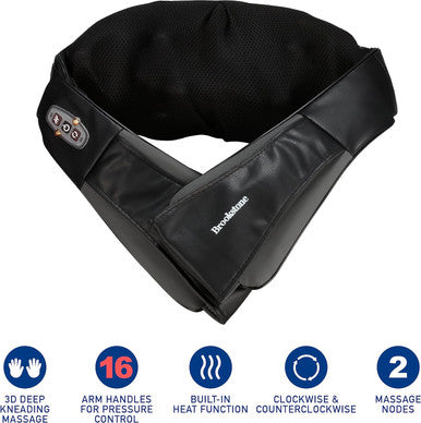 Brookstone Shiatsu Neck And Shoulder Massager, Deep Kneading Back Massager With Heat, Massage Pillow Neck, Back, Shoulder, Foot, Leg, Electric Massages For Home, Car, Office