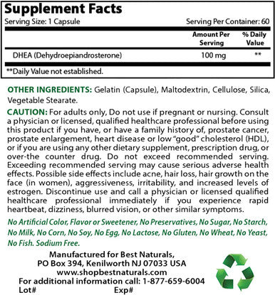 Best Naturals DHEA 100mg & Hyaluronic Acid 200 mg