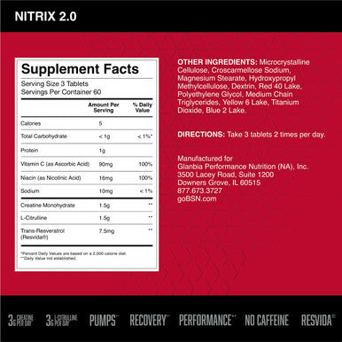 BSN Nitrix 2.0 Advanced Strength 180 Tabs