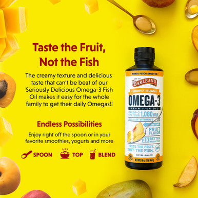 Barlean's Fish Omega Swirl Mango Peach 8 Oz