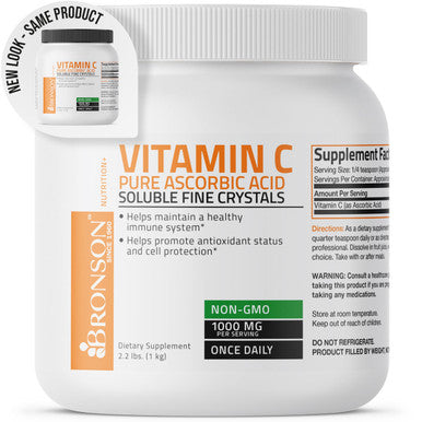 Vitamin C Powder Pure Ascorbic Acid Soluble Fine Non Gmo Crystals Promotes Healthy Immune System And Cell Protection Powerful Antioxidant - 1 Kilogram (2.2 Lbs)