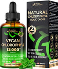 NUTRAHARMONY Vegan Chlorophyll Liquid Drops - Oxygen & Energy Boost, Skin Cleanse - Made In Usa Trusted Quality - Natural Deodorant & Detox - 12000 Mg Extra Strength Supplement - 2 Month Supply, Fresh Mint Flavor