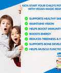 Actikid Magic Beans Vegan Multi-Vitamin 60X Blueberry Flavour | Gelatin Free | Kid'S Vitamin | Immune System