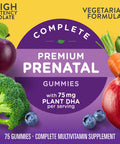 Natures Way Alive! Complete Premium Prenatal Gummy Multivitamin, High Potency Folate, Plant-Based DHA, Vegetarian, Strawberry and Lemon Flavored Gummies, 75 Gummies