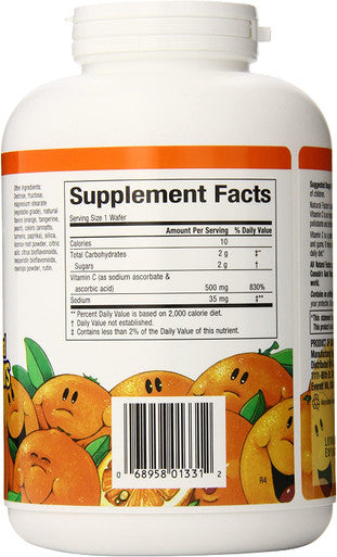 Natural Factors Vitamin C Tangy Orange Flavor Chewable 500 Mg Wafers 180Count Pack Of 6
