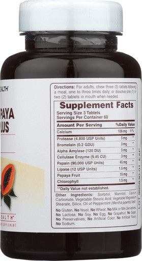 American Health Chewable Super Papaya Enzyme Plus 180 Tablets