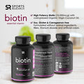 Sports Research Extra Strength Vegan Biotin Vitamin B Supplement with Organic Coconut Oil Supports Keratin for Healthier Hair Nails Great for Women Men 10000mcg 120 Veggie Softgel Capsules