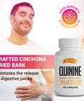SIRUNES Quinine Capsules - Cinchona Officinalis Bark Herbal Supplement For Leg Cramping Relief, Cramp Defense And Overall Digestive Health - All-Natural Quinine Pills, 1000Mg, 120 Tablets