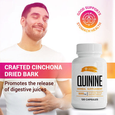 SIRUNES Quinine Capsules - Cinchona Officinalis Bark Herbal Supplement For Leg Cramping Relief, Cramp Defense And Overall Digestive Health - All-Natural Quinine Pills, 1000Mg, 120 Tablets