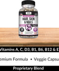 Kaya Naturals Hair Skin Nail Capsules BIOTIN Vitamin D Vitamin B12 A Folic Acid Support Hair Support Vitamin Supplement 180 Count