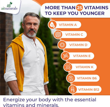Aitnaturals Men's 50+ Multivitamin (200 Tablets) | Multimineral with Vitamin A C D B6 B12 E K& Zinc Magnesium for Older Adults | Supports Memory & Cognition Heart Eye Muscle & Immune Health