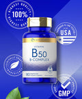 Carlyle Vitamin B50 Complex | 180 Caplets | Vegetarian, Non-Gmo, Gluten Free