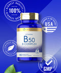 Carlyle Vitamin B50 Complex | 180 Caplets | Vegetarian, Non-Gmo, Gluten Free