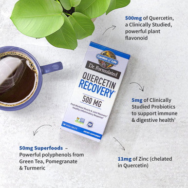 Garden of Life Quercetin Post Workout Recovery With Zinc Turmeric & Green Tea Dr Formulated Healthy Inflammatory Response & Joint Support - Gluten Free Non Gmo Carbon Neutral 30 Tablets