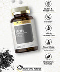 Iron Ferrous Sulfate 65 Mg | 400 Tablets | Non-Gmo, Gluten Free, And Vegetarian Supplement | High Potency | By Carlyle