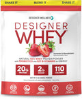 Designer Wellness, Designer Whey, Natural Whey Protein Powder With Probiotics, Fiber, And Key B-Vitamins For Energy, Gluten-Free, Summer Strawberry, 2 Lb