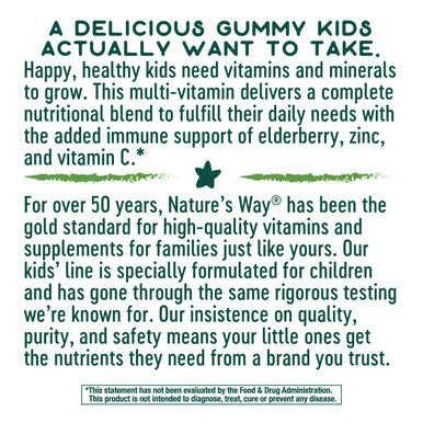Nature's Way Happy & Healthy Multivitamin for Kids with Vitamin C, Zinc and Elderberry, 60 Gummies