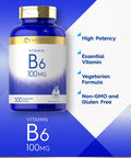 Carlyle Vitamin B6 100Mg | 500 Tablets | Vegetarian, Non-Gmo, Gluten Free