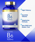 Carlyle Vitamin B6 100Mg | 500 Tablets | Vegetarian, Non-Gmo, Gluten Free