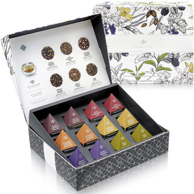 Teabloom Organic Black Forest Pyramid Tea Presentation Box 12 Assorted Black Tea Blends USDA Organic Whole-Leaf Pyramid Tea Sachets