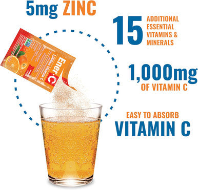 Ener-C Orange Multivitamin Drink Mix Powder Vitamin C 1000Mg & Electrolytes With Real Fruit Juice Natural Energy & Immune Support For Women & Men - Non-Gmo Vegan & Gluten - 60 Count