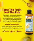 Barlean's Mango Peach Omega 3 Fish Oil Liquid Supplement with Vitamin D 1080mg EPA and DHA Fatty Acid Smoothie Flavored and Burpless for Brain Joint and Heart Health 8 oz