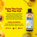 Barlean's Mango Peach Omega 3 Fish Oil Liquid Supplement with Vitamin D 1080mg EPA and DHA Fatty Acid Smoothie Flavored and Burpless for Brain Joint and Heart Health 8 oz