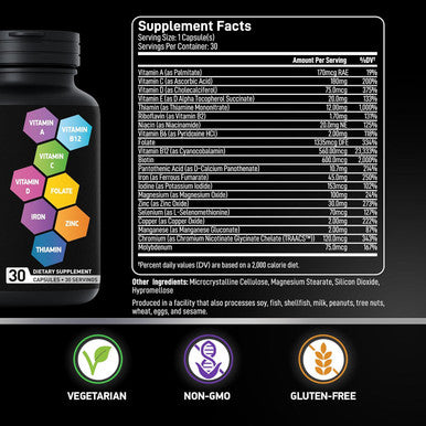 Bariatric Multivitamin With Iron For Women & Men - Post Gastric Bypass Vitamins And Gastric Sleeve Bariatric Iron Vitamin Multivitamins -Non-Gmo, Gluten--One A Day, 30 Bariatric Vitamins Capsules