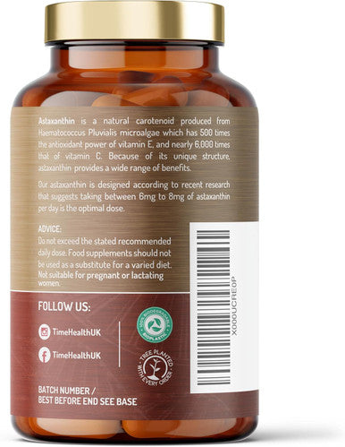 Astaxanthin - 7Mg Optimal Dose - 120 Capsules - Super Antioxidant - Haematococcus Pluvialis - 100% Pure Natural Bioavailable 4 Month Supply - Uk Manufactured - Zero Additives