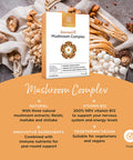 Healthspan Mushroom Complex | 30 Capsules | Immune Health | Added Vitamin B12 | Natural Mushroom Extracts-Reishi, Maitake & Shiitake | Vegan