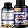 Organic Cadane 13In1 Mushroom Complex Supplements 24000Mg - Brain Memory Energy Production & Immune System - & Lions Mane Mushroom Reishi Turkey Tail Maitake Chaga & More - 90 Capsules