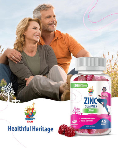 SUNNY SAM Zinc Gummies For Adults - Zinc Chewable Gummy For Immune Support - Powerful Natural Antioxidant Non-Gmo Supplement For Children Men Woman Adults