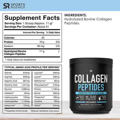 Sports Research Collagen Peptides Powder 16oz Vitamin C Gummies 60ct Bundle