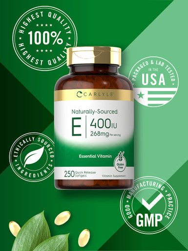 Carlyle Vitamin E 400 Iu | 250 Softgels | Naturally Sourced | Non-Gmo And Gluten Free