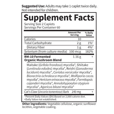 Garden of Life Organic Fermented Mushroom Complex - Rm-10 Immune System Supplement With Selenium Vegetarian 120 Count