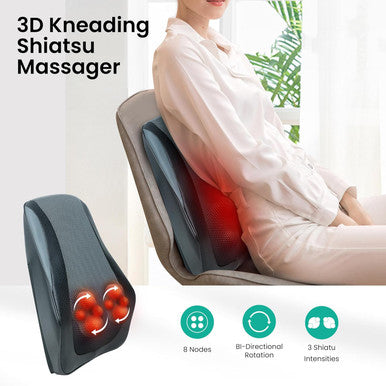 Snailax Back Massager For Back Pain Deep Tissue, Shiatsu Lower Back Neck Massager With Heat, 3D Kneading Massage Pillow For Back Neck Shoulder Legs, Gifts For Mom, Dad, Women