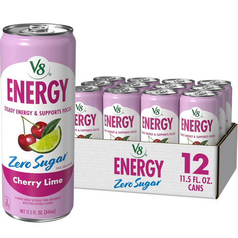V8 Energy Strawberry Banana Juice Energy Drink, 8 fl oz Can (24 Pack)