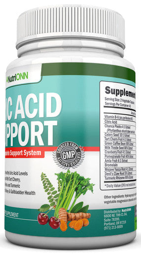 Uric Support - Herbal Uric Cleanse Supplement - 90 Veggie Capsules - with Tart Cherry, Chanca Piedra, Turmeric, Milk Thistle, Bromelain and More - Supports Kidney and Gallbladder Health
