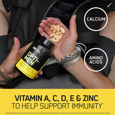 Optimum Nutrition (On) Opti-Men Vitamin C Zinc And Vitamin D E B12 For Immune Support Mens Daily Multivitamin Supplement - 150 Count