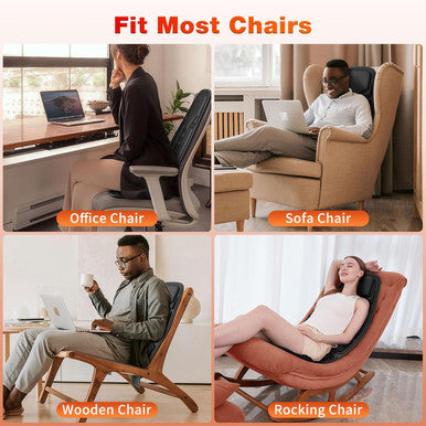 Back Massager With Heat For Pain Relief, Back Massage Chair Pad, Chair Massager For Full Body Massage, Deep Tissue Vibration Massager With 2 Adapters, Chair Massage For Office And Recliner