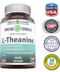 Amazing Nutrition L-Theanine Dietary Supplement * 200 Mg Pure Veggie Capules * Promotes Relaxation And Stress Reduction * All-Natural Stress Relief Relaxer * Sedative Free * 120 Vegetarian Caps