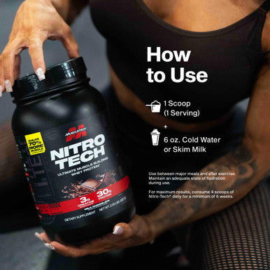Muscletech Whey Protein Powder Nitro-Tech Ultimate Muscle Building Formula with Whey Protein Isolate & Peptides - 30g of Protein, 3g of Creatine & 6.8g of BCAA(Milk Chocolate, 4 Pound)