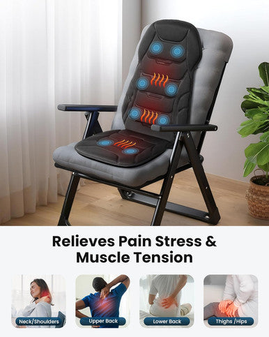 Comfier Massage Seat Cushion, Back Massager With 8 Massage Nodes & 5 Modes, Adjustable Chair Massage Pad With Heat For Home Office, Heated Chair Pad Gifts For Mom,Dad