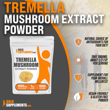 Bulksupplements.Com Tremella Mushroom Extract - Mushroom Supplements, Tremella Mushroom Powder - From Tremella Fuciformis, Gluten Free, 1000Mg Per Serving, 1Kg (2.2 Lbs) (Pack Of 1)