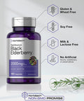 Black Elderberry | 2000mg Capsules | 180 Count | Non-GMO, Gluten Free | Sambucus Extract Supplement | by Horbaach