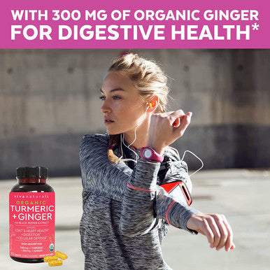 Organic Hair Skin and Nails Vitamins + Organic Turmeric with Black Pepper & Ginger Bundle, Made with Biotin 5000mcg for Healthy Hair, Turmeric for Natural Joint Support