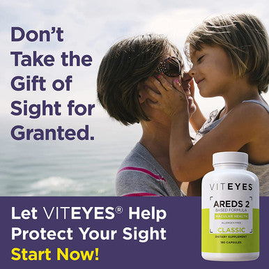 Viteyes AREDS 2 Eye Vitamins Now with Natural Vitamin E Smaller Capsules Lower Zinc Allergen Lutein Zeaxanthin Manufactured in The USA Eye Doctor Trusted Classic Macular Support 180 Ct
