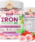 Vegan Iron Supplement Gummies - High Absorption Chelated Bisglycinate Iron With Vitamin C, B-Complex, Folate For Energy, Blood Building Iron Filled Gummies For Adults & Kids - No Aftertaste, 60 Cts