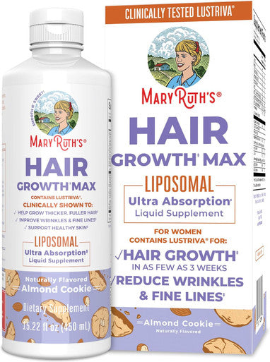 Maryruth Organics Liquid Morning Multivitamin+Hair Growth and Hair Growth MAX+Lustriva Liposomal Liquid Supplement 2-Pack Bundle for Hair Support Skin Health Hair Growth and Immune Support Vegan&Non-GMO